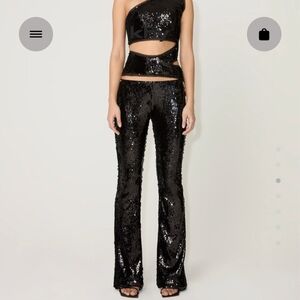 KHY Sequin LOW RISE  Flare Pants - Black SZ m